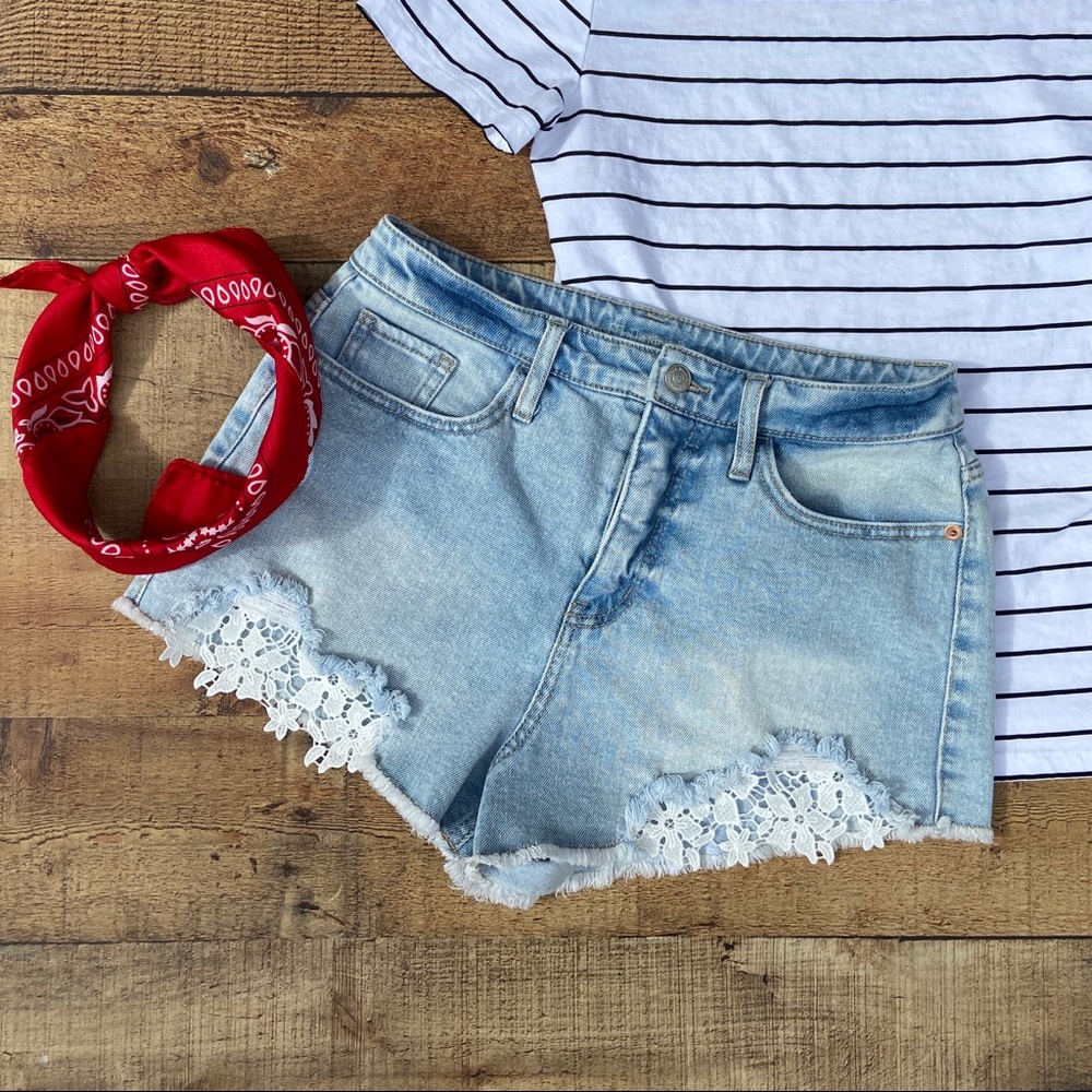 WILD FABLE Distressed SHORTS with Lace Pockets - Picture 2 of 7